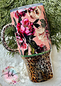 Leopard Floral Handled Tumbler