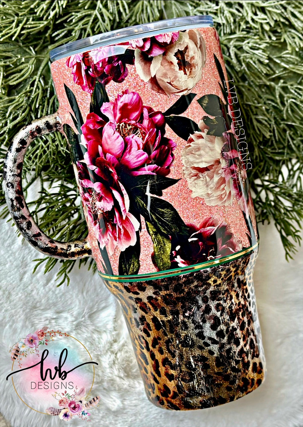 Leopard Floral Handled Tumbler